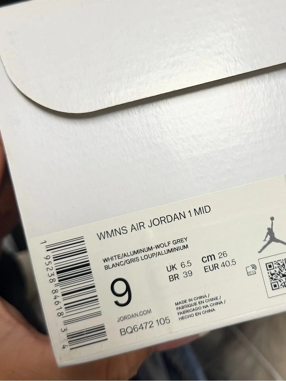 Jordan High-Top Sneakers in Gray, White & Lavender